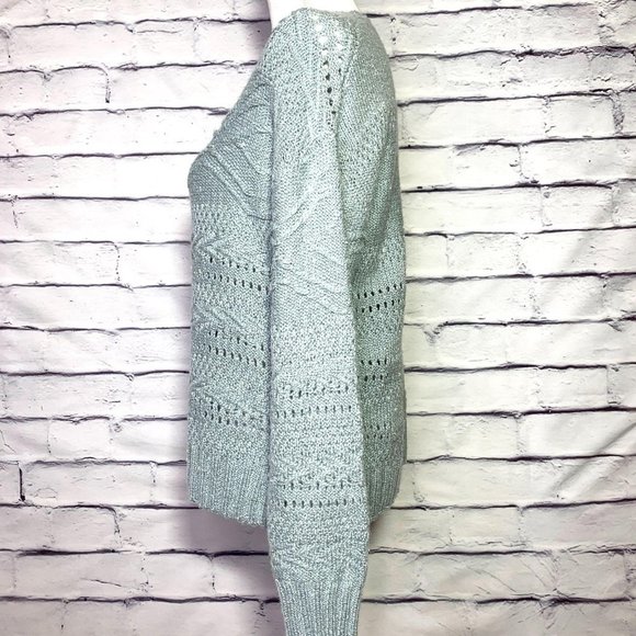 - Lucky Brand Slate Blue Crew Neck Sweater Small 🌺🌼🌸Host Pick - Picture 2 of 9